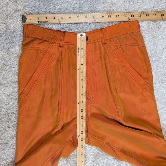 Vintage X-Riss X-Ross Silk Quilted Vest and Pleated Pants Suit Set Orange - Picture 10 of 14